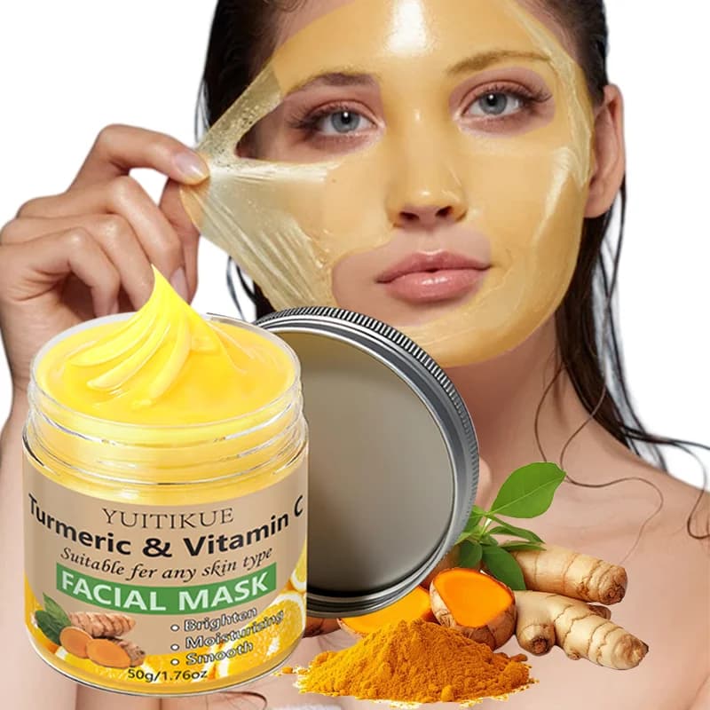 YUITIKUE Mask Faced with Curcuma and Vitamin C - Illuminating, Hydrating and Levigating Formula for All Skin Types