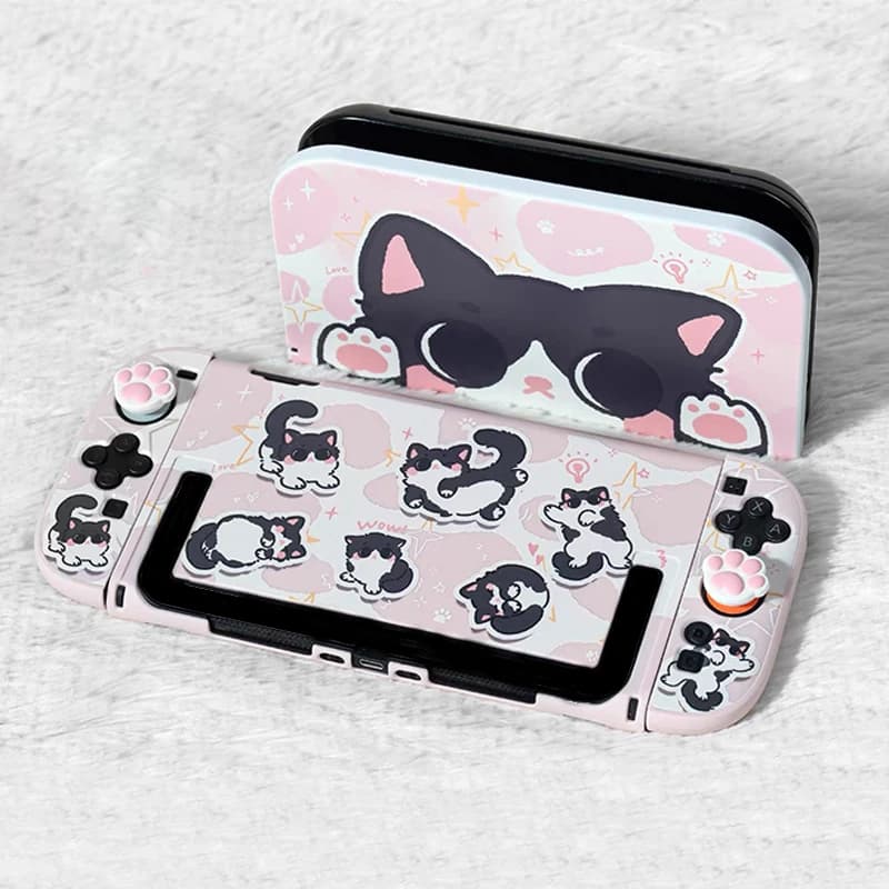 Custodia Kawaii per Nintendo Switch 2 Custodia rigida agganciabile Custodia protettiva Cover Skin Pink Cat NS Switch 2 Accessori di gioco