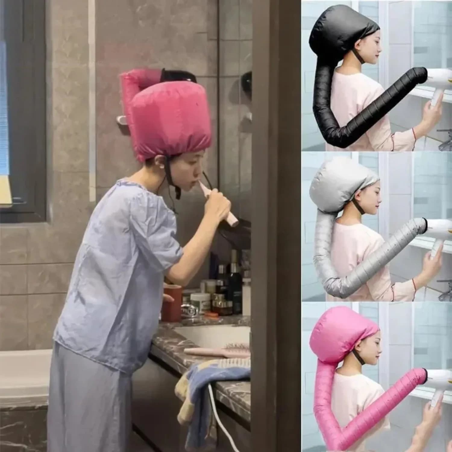 Cappello asciugacapelli, asciugatura a fascia per capelli, asciugatura rapida per chi ha i capelli lunghi, cappello per olio per capelli, copricapo ad asciugatura rapida
