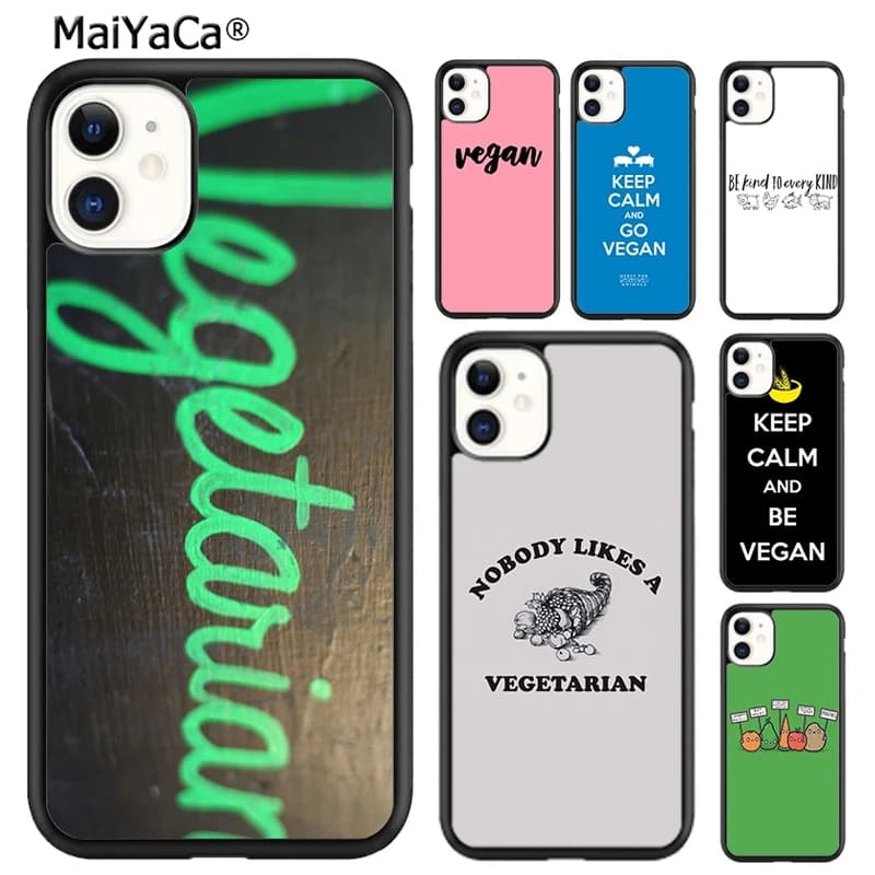 Cover per iPhone 17 Air 16 Pro Max 15 14 Plus 12 13 con design Vegetariano VEGAN FOOD ANIMAL LOVE