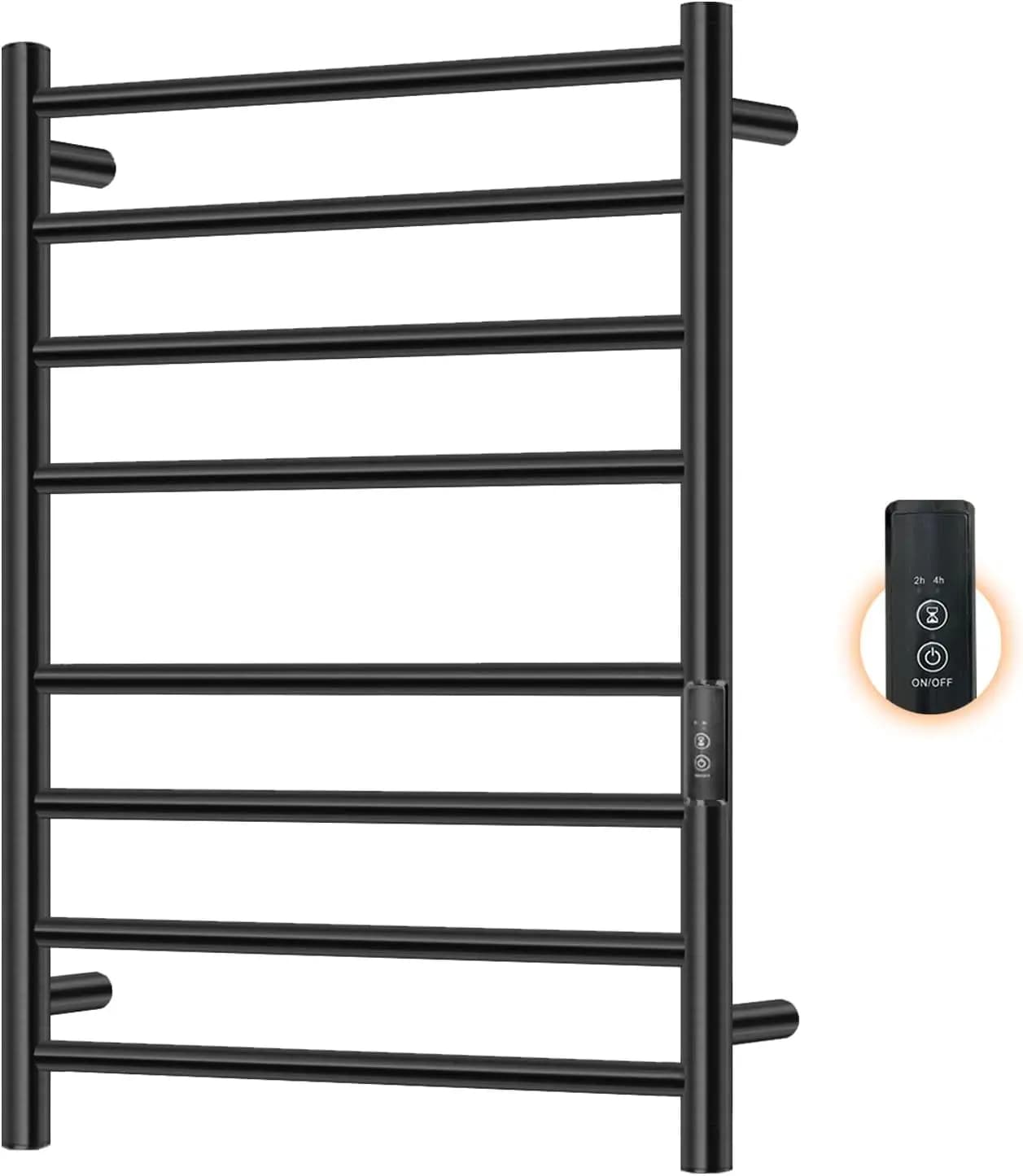 Scaldasalviette Elettrico in Acciaio Inox da Parete, Riscaldatore per Bagno con Timer Integrato, 8 Barre
