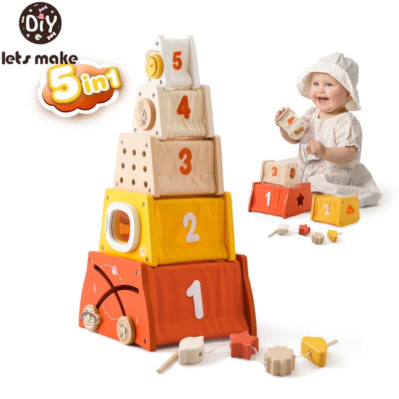 Bambini giocattoli Montessori in legno Threading Board legno di faggio forma educativa giocattolo abbinato blocchi impilabili Puzzle giocattolo regali per bambini