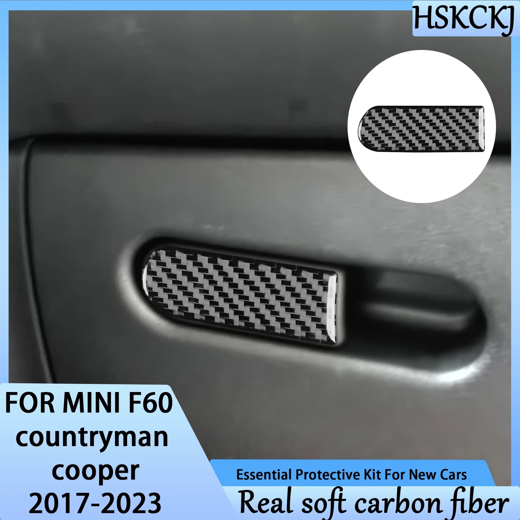 Per MINI F60 Countryman Cooper 2017-2023, Adesivo Decorativo in Fibra di Carbonio per Maniglia Interruttore Vano Portaoggetti Passeggero, Accessori Interni Auto