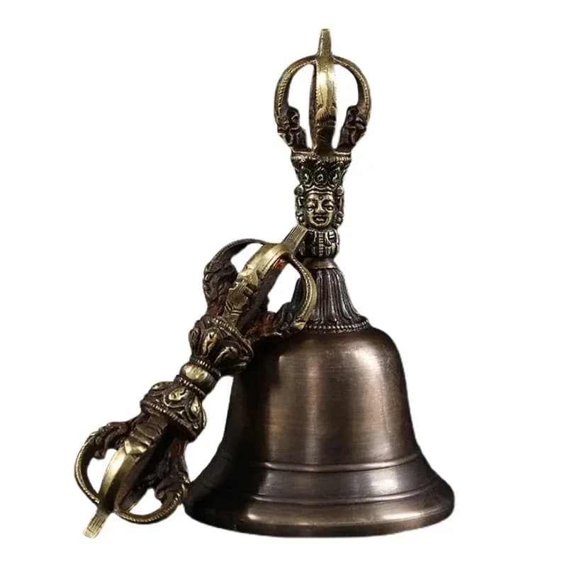 Large Nepal Tibetan Bells Smooth Brass Vajra Bell Pestle Buddhism Meditation Chimes Tibetan Bowls Sound Healing Instrument Gifts