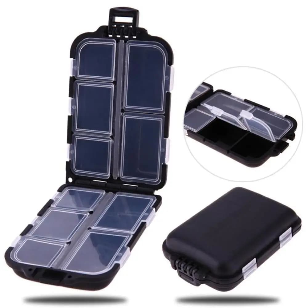 Storage box for fishing with 10 parts, Container for baits and fishing equipment