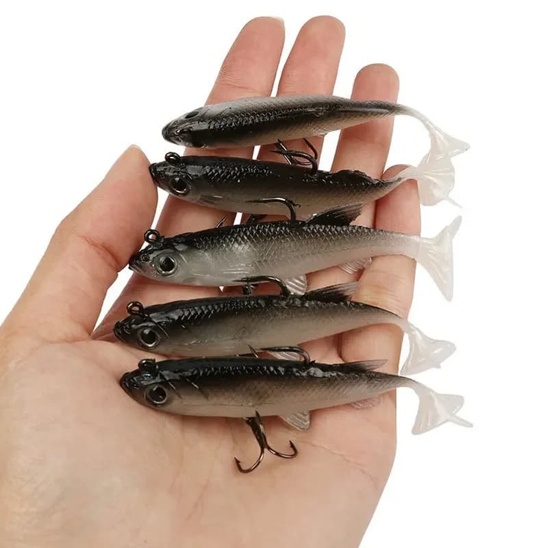 5 pcs Set Soft bait Richiamo Coda Esca Morbida Esche Biomimetiche Simulato Double Gancio Esca Falsa Acqua Dolce Esca di Acqua Salata Fishing tools