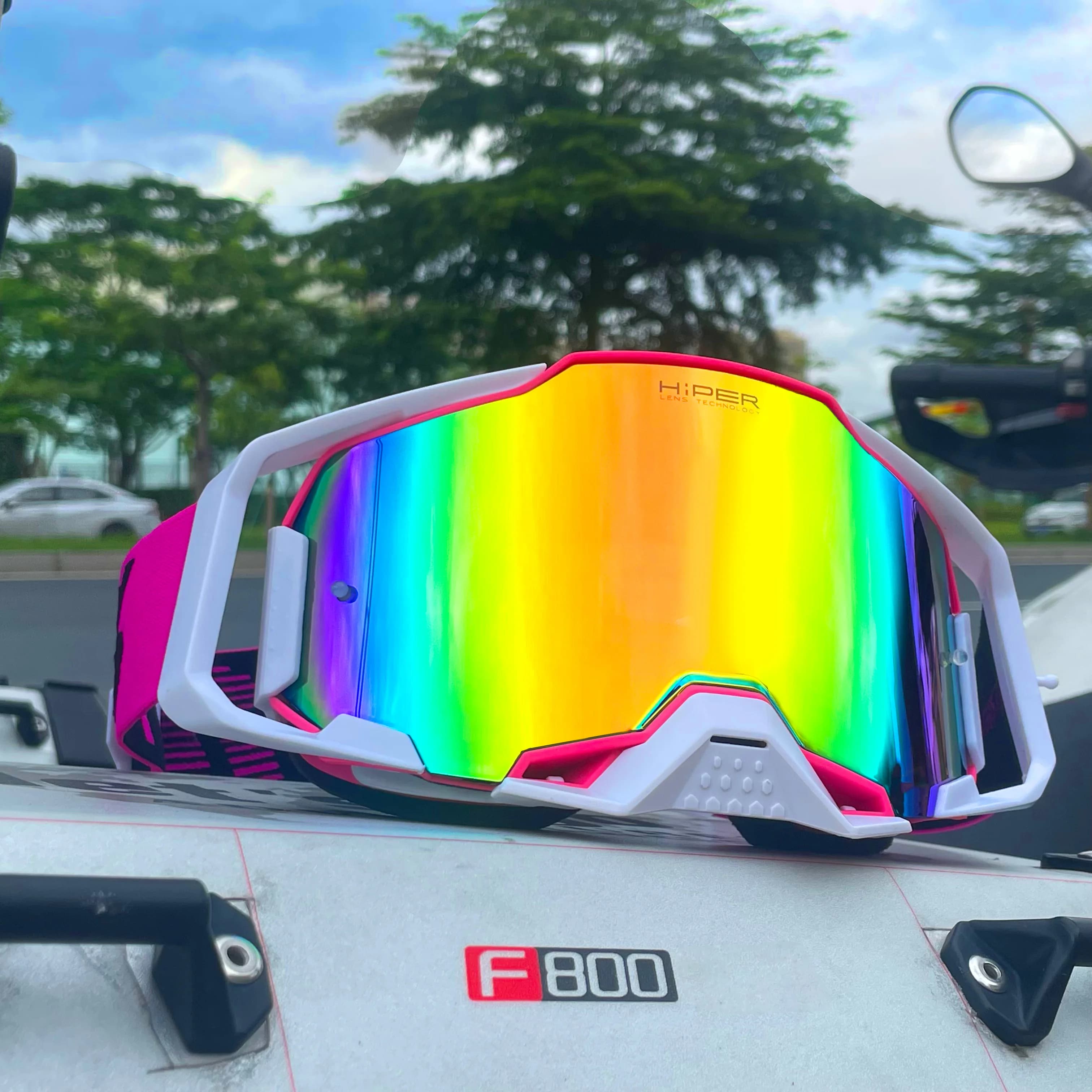 Occhiali da moto con lenti staccabili rapidamente per MX, ATV, fuoristrada e sci - Occhiali sportivi compatibili con il casco con visiera