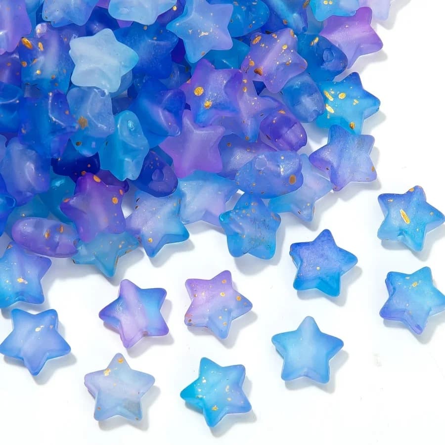 50pcs blue-purple matte star beads - perfect for DIY jewelry making, bracelets, earrings, necklaces - colorful matte acrylic craft accessories, pendant accessories, jewelry making pendants