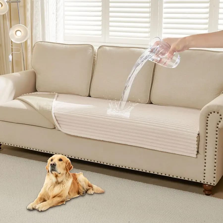 Copridivano impermeabile per cani Lavabile, Copridivano per animali domestici in pelliccia sintetica per divano, Copriletto per cani morbido Copridivano antiscivolo per 3 cuscini