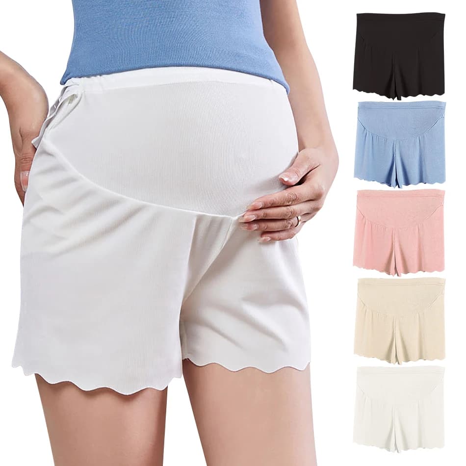 Eleganti leggings premaman in seta di ghiaccio per l'estate, traspiranti, elastici, a vita e adatti per l'abbigliamento casual quotidiano durante la gravidanza