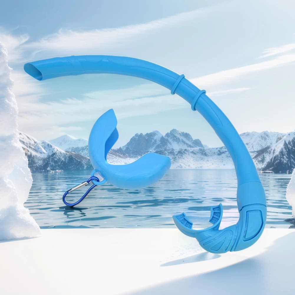 Snorkel Tube in Silicone Rotable with Housing, Flexible Underwater Breathing Tube and Diving Folder