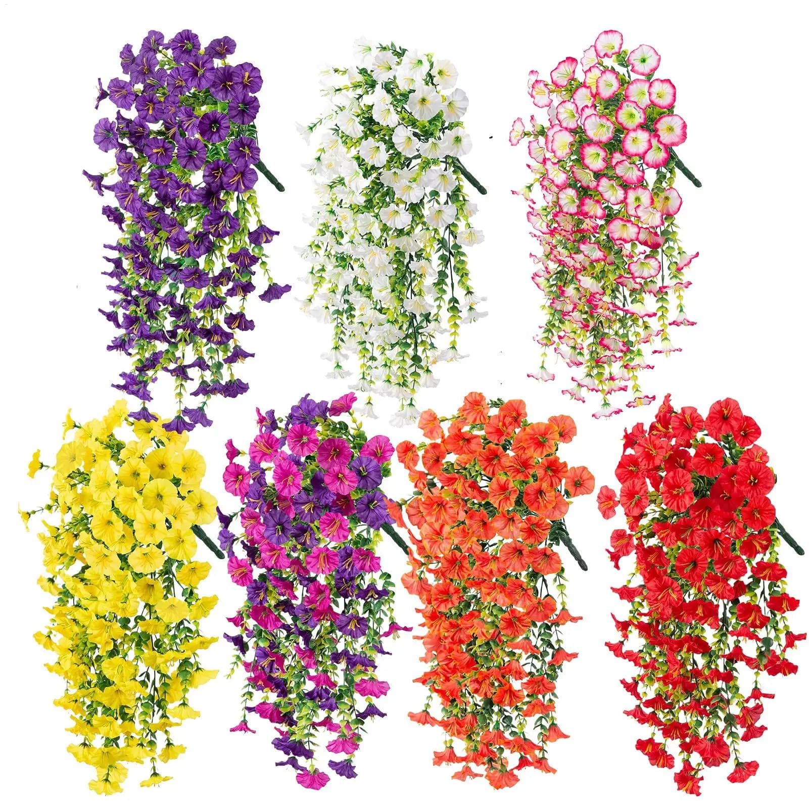 2 pezzi di petunia artificiale fiori pendenti artificiali piante sospese per esterni resistenti ai raggi UV gloria mattutina fiore finto simulato