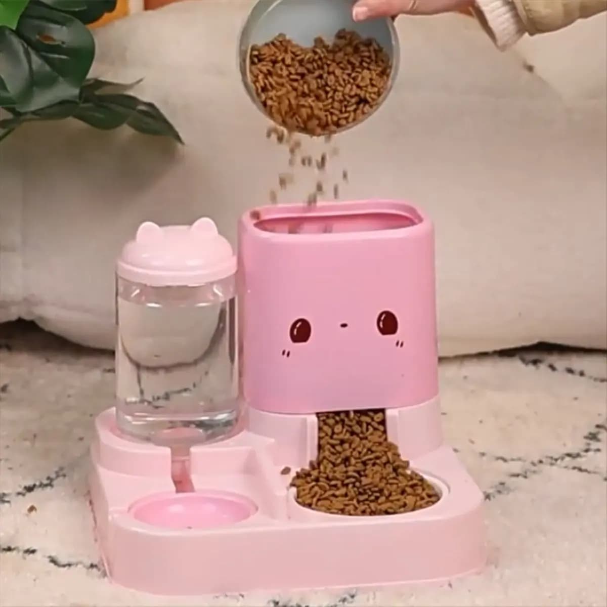 Alimentatore e distributore d'acqua per animali domestici, distributore di cibo per gatti per cani 2 in 1, distributore di cibo e acqua per piccoli animali domestici, ciotola d'acqua per alimentatore per animali domestici