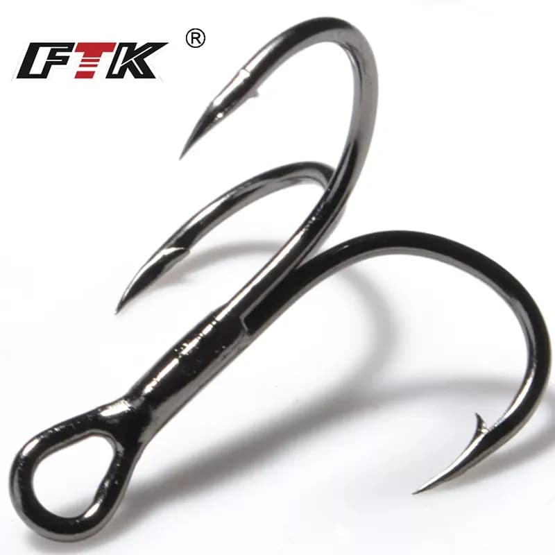 FTK 15-20 pezzi amo triplo rovesciato amo da pesca nero in acciaio ad alto tenore di carbonio 2/4/6/8/10 # Per attrezzatura da pesca con triplo gancio esca