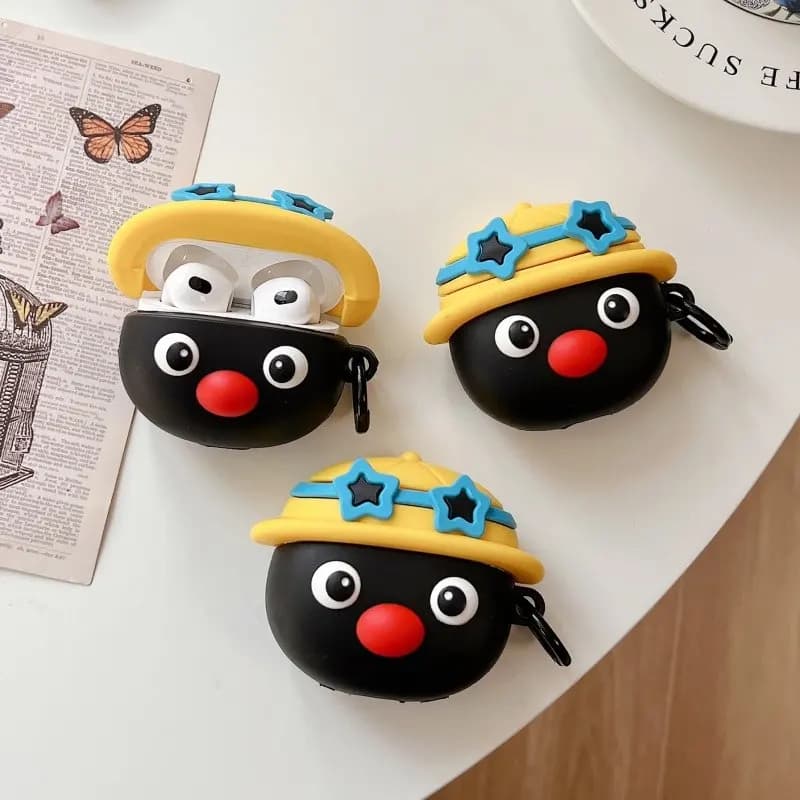 Pingu Cartoon Earphone Case Silicone Airpods 1/2/3/4 Pro Huawei FreeBuds 4/5/6 Series Earphone Protective Cover with Ring Buckle