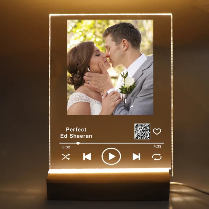 Targa Musicale Personalizzata con Foto LED, Luce Notturna Romantica, Decorazione Commemorativa, Regalo per Coppie