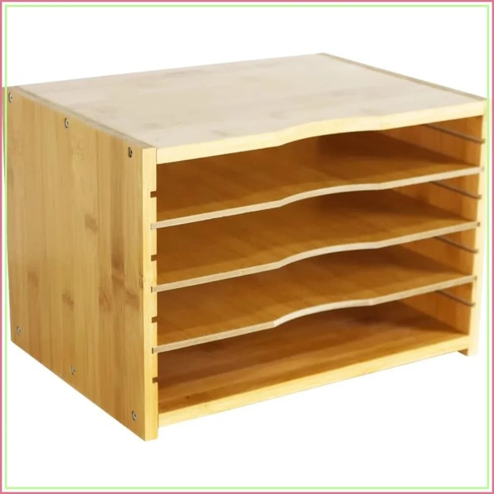 3-Tier Bamboo File Organizer with Adjustable Shelves for Desktop Office Home Study Workstation Desk Storage Rack Natural