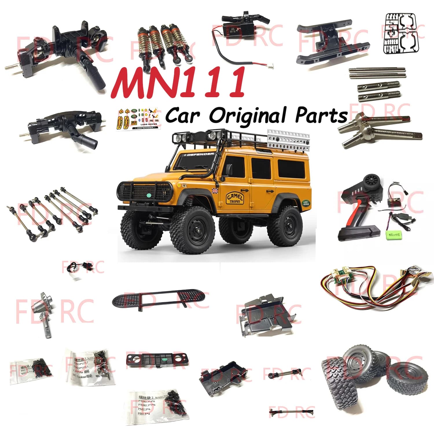MN111 RC Auto Parti Originali Assale Anteriore e Posteriore Wave Box Tirante Circuito Pneumatico Ammortizzatore Set di Luci