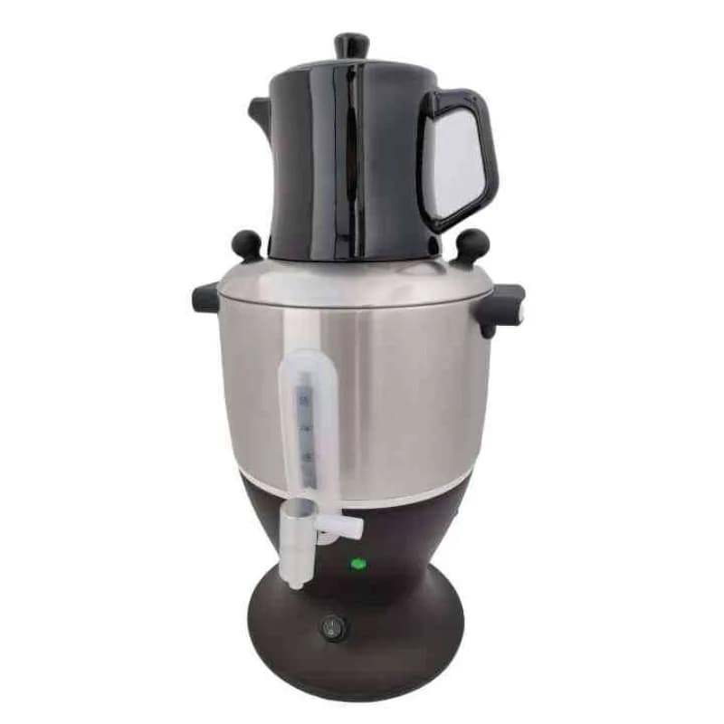 Bollitore elettrico a doppio strato, samovar elettrico da 5 litri in acciaio inox con rubinetto e teiera