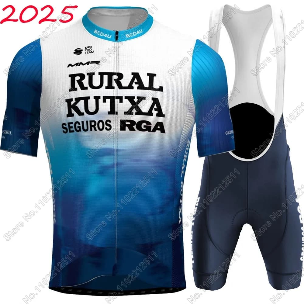 Rural Kutxa 2025 Cycling jersey Team Set Seguros-RGA Expansion Green Clothing Men Road Bike Shirts Complete with MTB straps