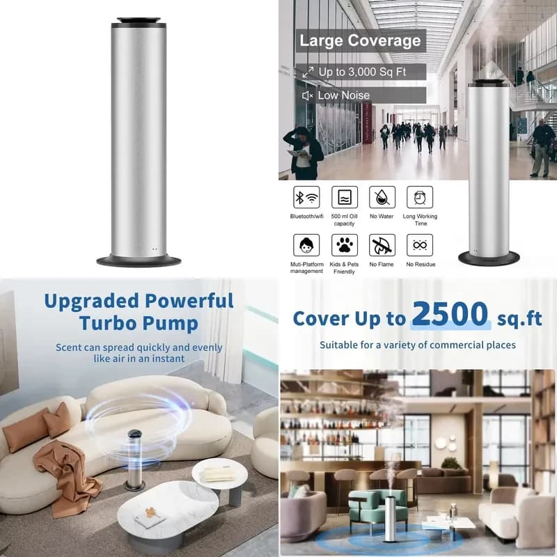【CHIMU HOME】 Smart Electric Essential Oil Diffuser for Large Rooms 2500 Sq Ft Coverage Waterless Cold Air Nebulizer for