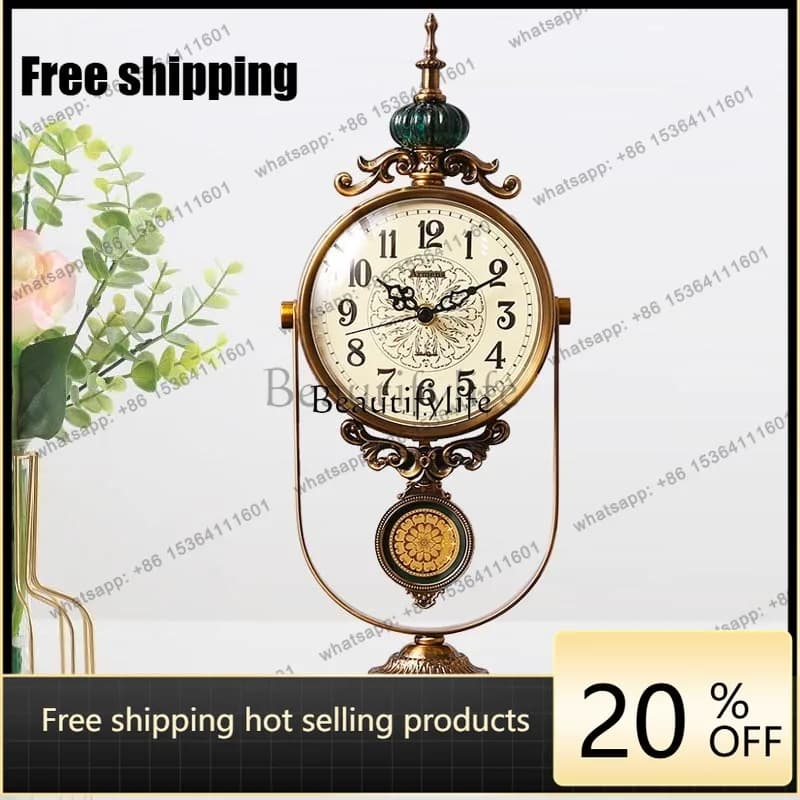 Factory Direct European Living Room Clock Fashion Retro Deer Ornament Creative Desktop Pendulum Silent