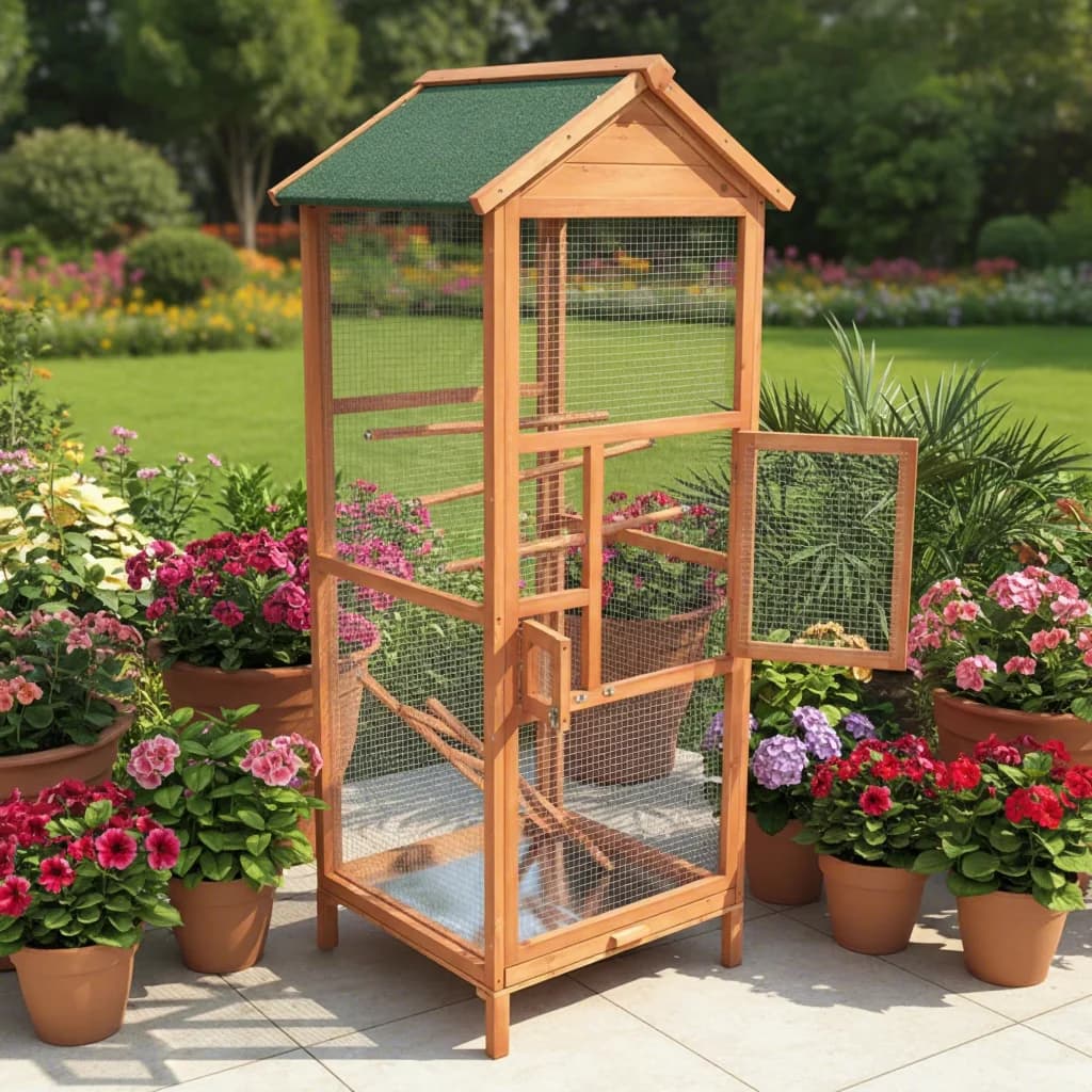 SDB005 Best Seller Wooden Pigeon House Bird Cage Print Patterned Bird Cages with Stand for Cockatiels
