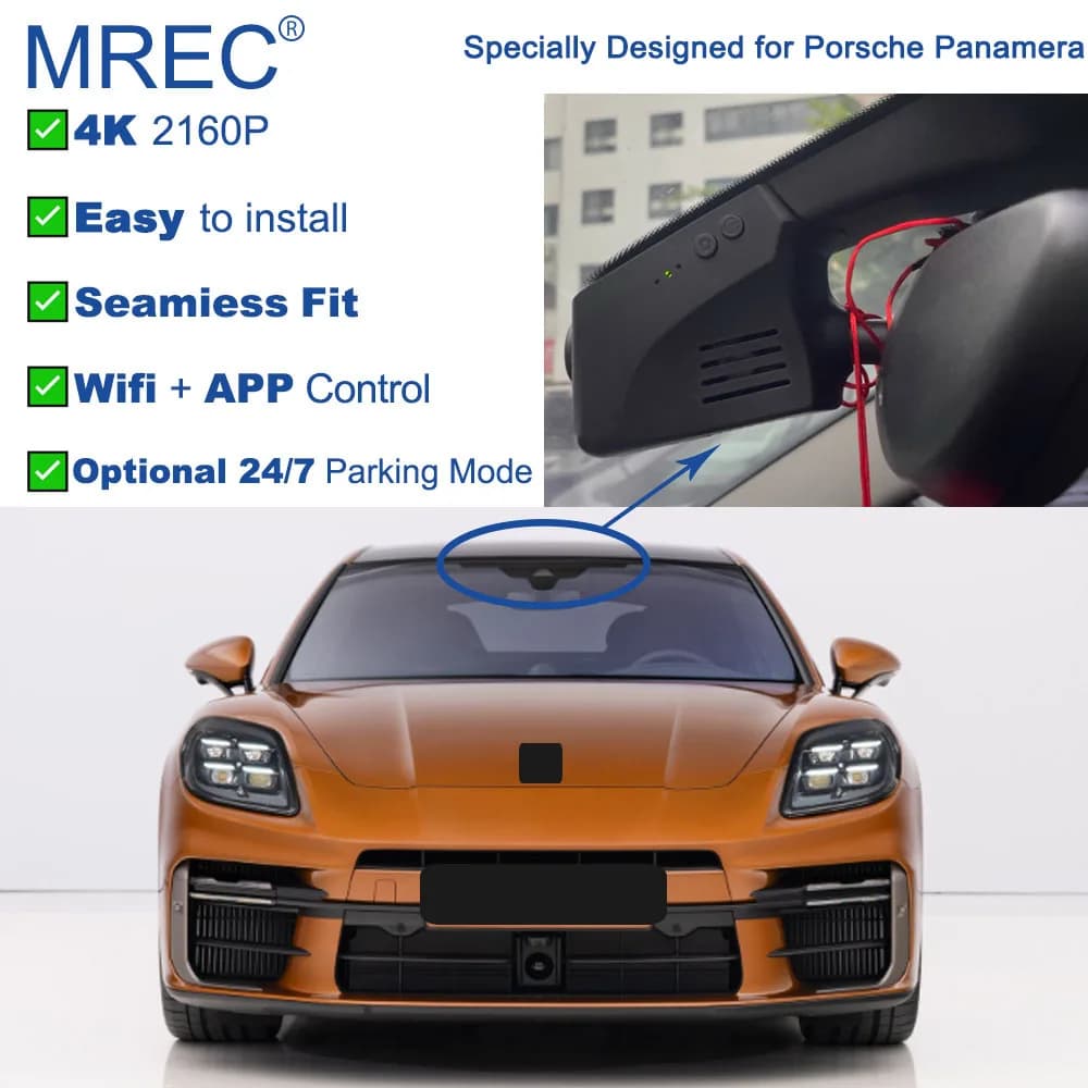 MREC Car Camera Dashcam Loop Recording APP Plug Play Wifi Front Rear Dash Cam Parking Monitoring 4K for Porsche Panamera 970 971