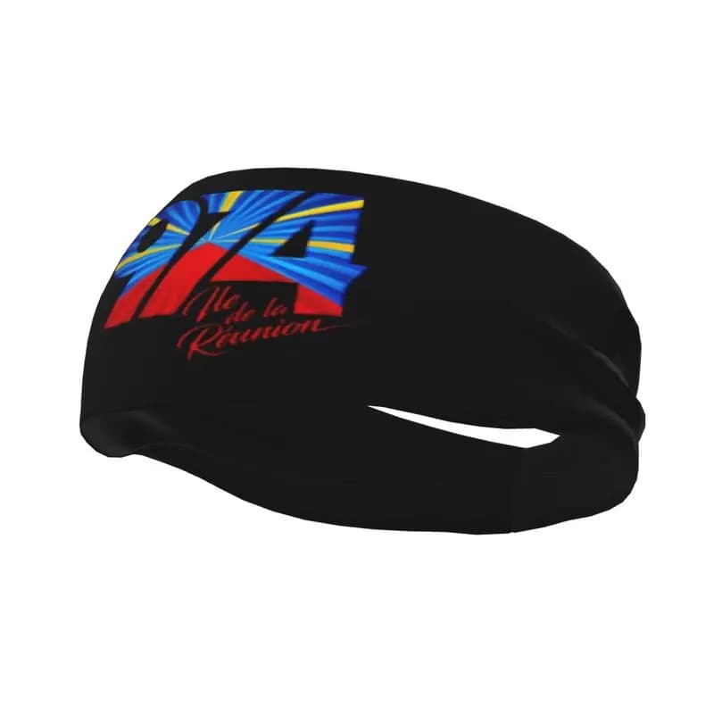 974 Reunion Island Logo Print Sports Sweatband Head Bands Unisex Sweat Absorbing Headbands Suitable for Running Yoga Fitness Gym
