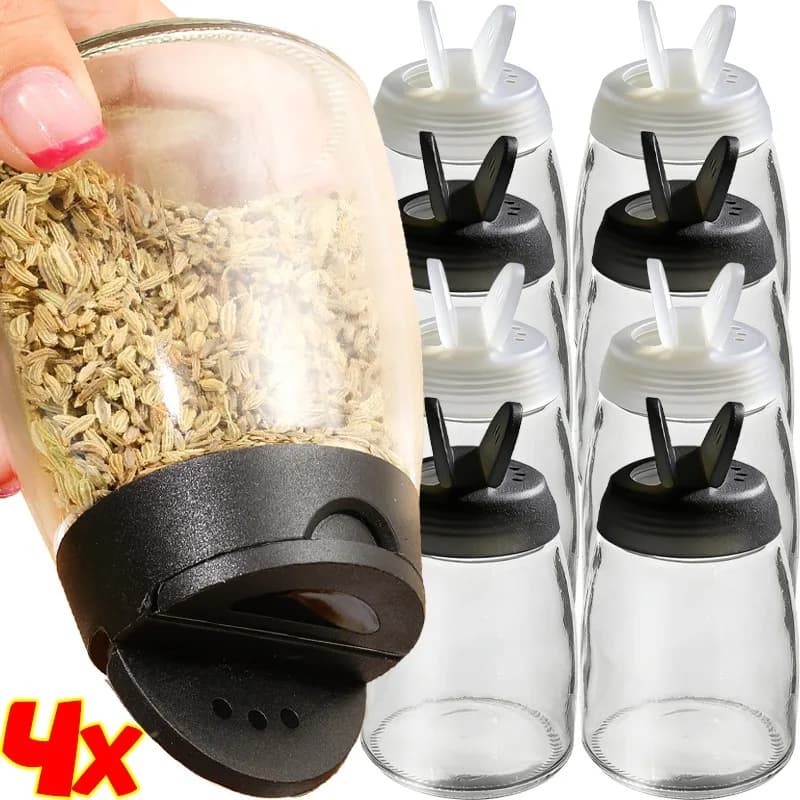 4/2 pezzi bottiglia di condimento in vetro con coperchi shaker barattolo di spezie trasparente cucina domestica che conserva polveri di spezie scatola di condimento gadget