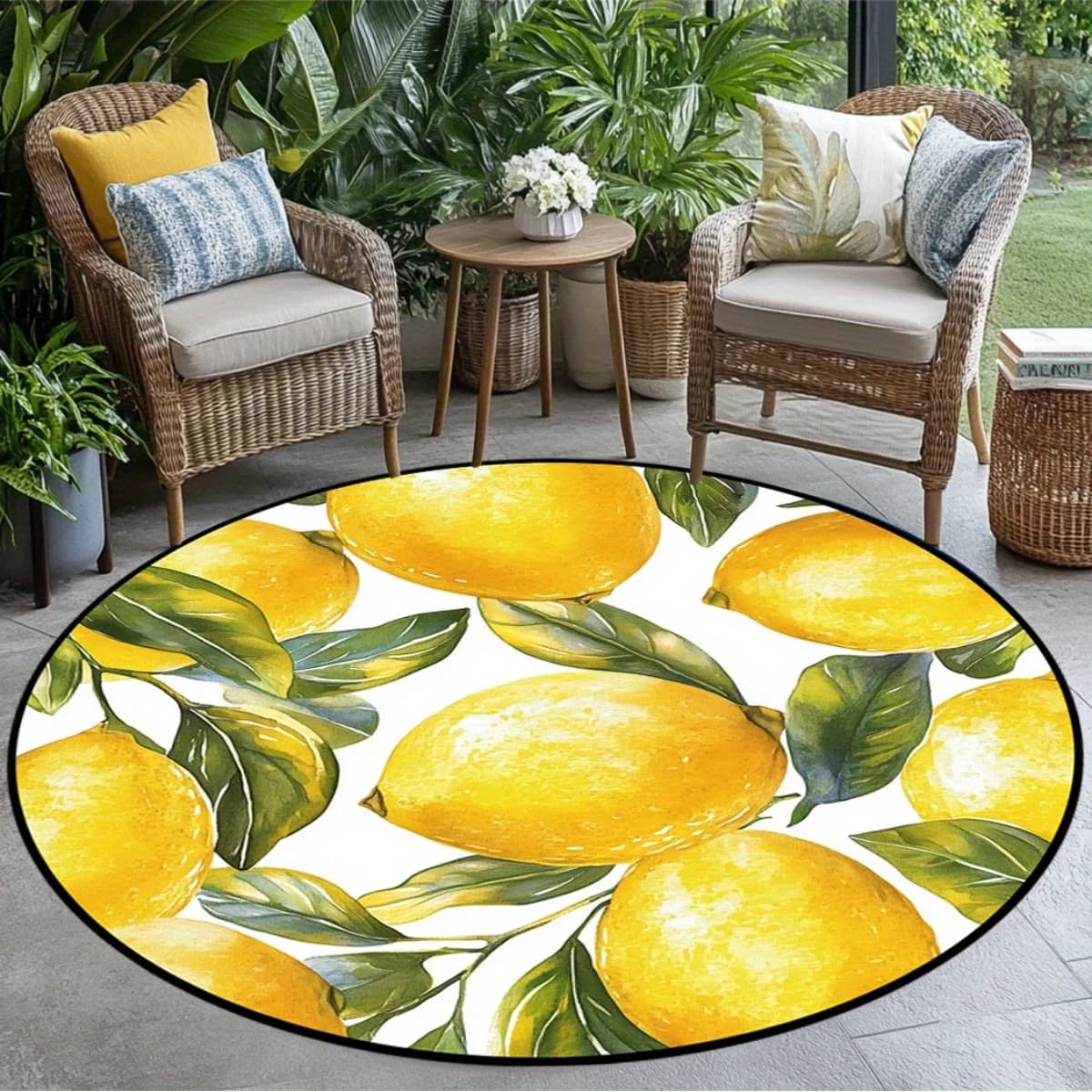 Tappeto rotondo con design a limone, tappetino morbido per soggiorno, camera da letto e sala da pranzo, decorazioni primaverili per San Valentino e Pasqua
