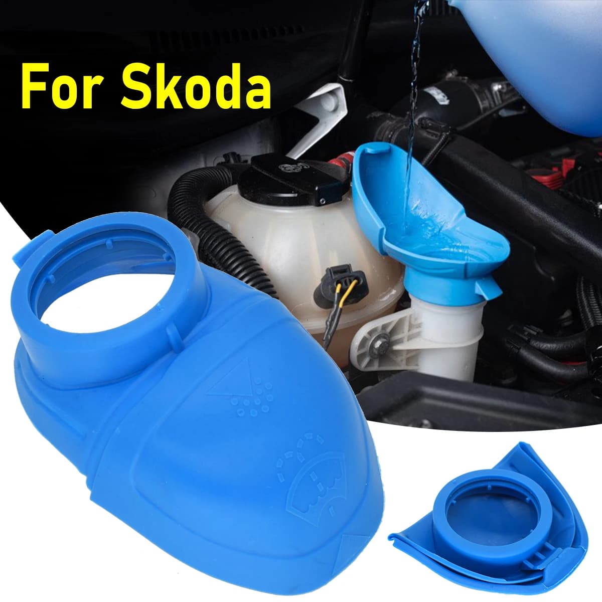 Auto Windshield Front Washer Fluid Tank Bottle Cover for Skoda Citigo Fabia Superb Octavia A5 A7 Karoq Kodiaq 6V 0955485