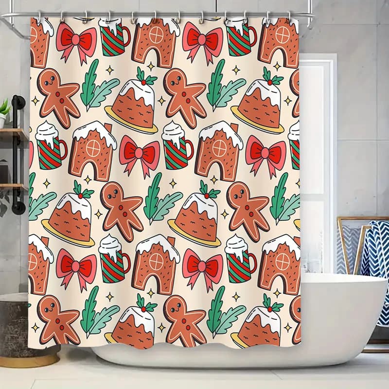 decorazioni per tende da doccia natalizie accessori per il bagno forniture per feste di Natale decorazioni per la casa festive rosso verde bianco modello gi