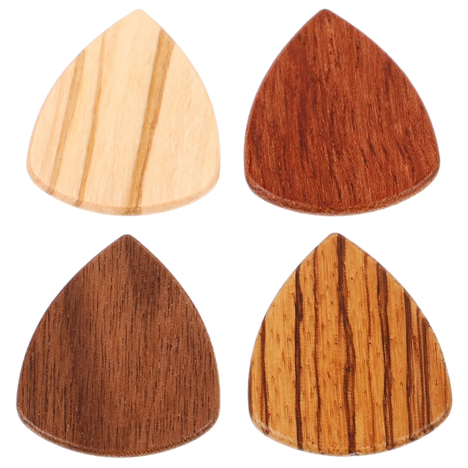 4 plettri per chitarra in legno, di ottima fattura, accessori per chitarra acustica ed elettrica, piccoli e portatili per esercitarsi sul palco