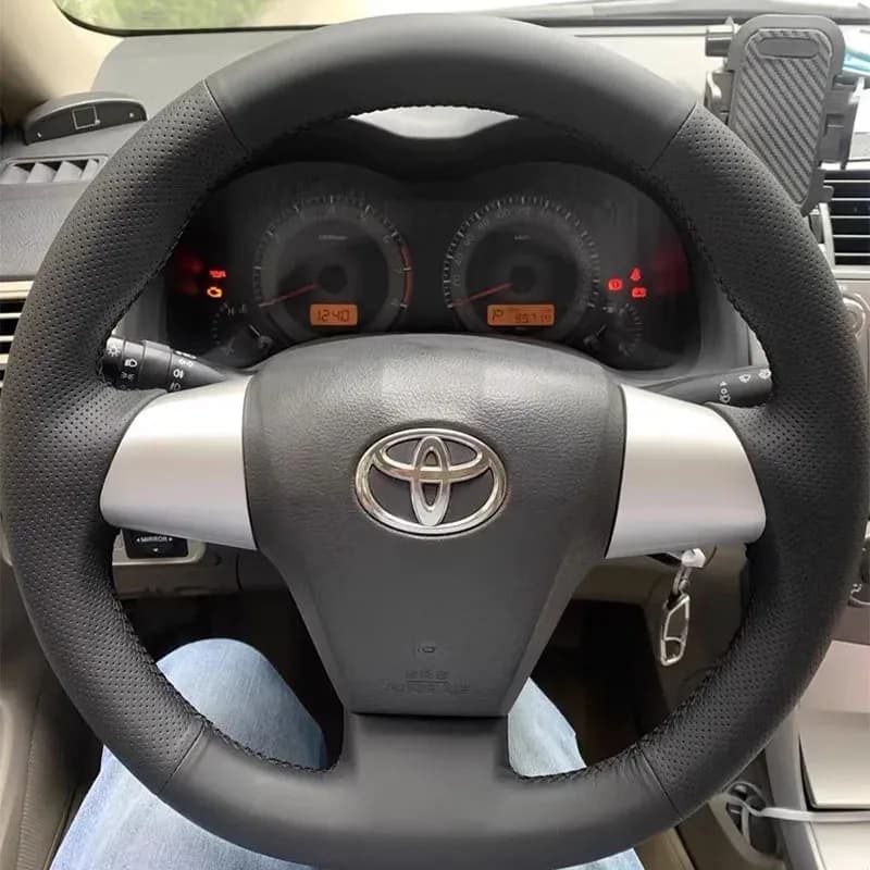 100% misura per Toyota Corolla 2011-2013 RAV4 2011 2012 ricambi Auto coprivolante per Auto in vera pelle nera cucita a mano