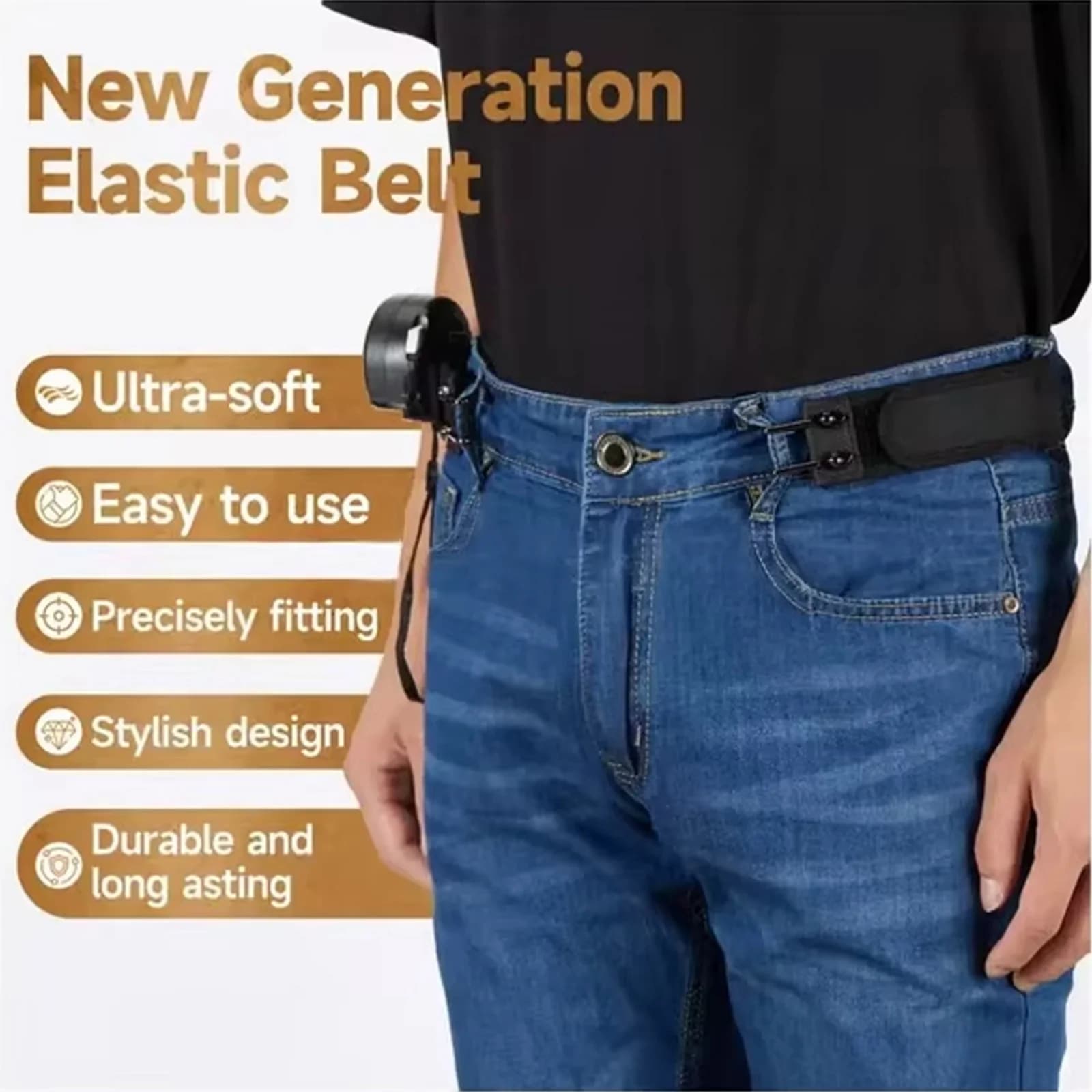 Cintura Elastica Invisibile Senza Fibbia per Uomo e Donna, Regolabile con Chiusura a Gancio Metallico, Cintura Sottile per Pantaloni Casual e Jeans da Lavoro all'Aperto
