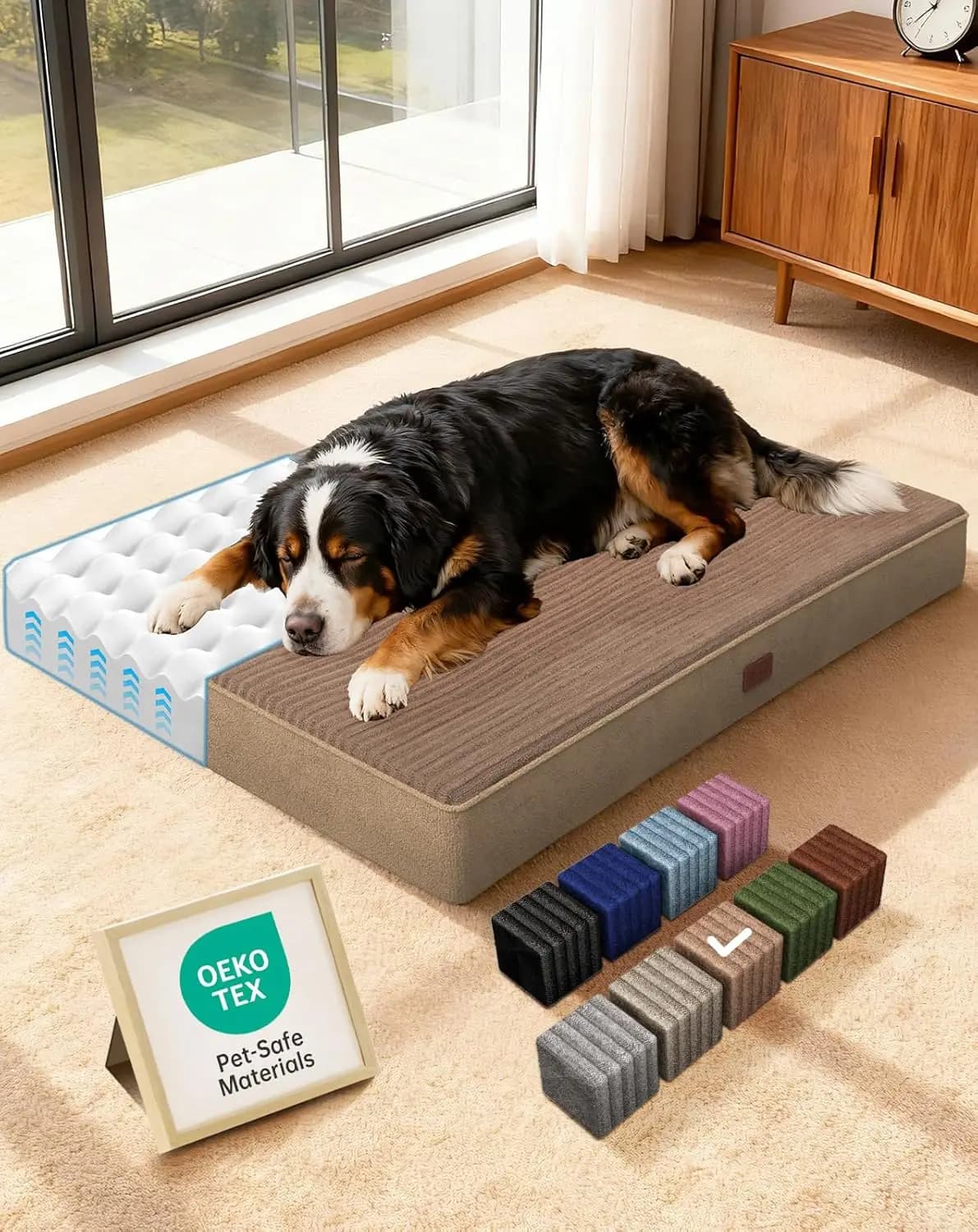 Letto Ortopedico Extra Large per Cani con Copertura Impermeabile, Lavabile in Lavatrice, 137 cm per Animali Domestici