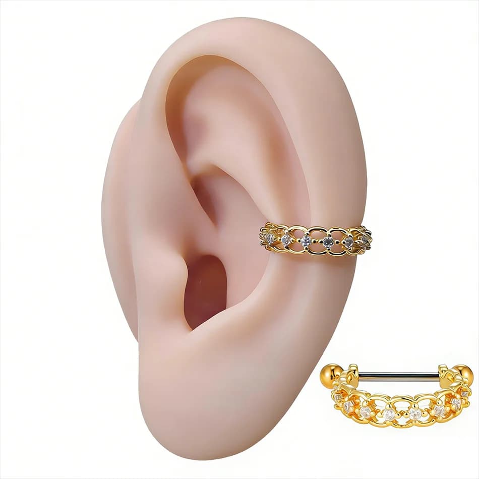 2 pz Orecchini Ear Cuff, Anelli per Cartilagine, Barbell in Titanio 16G, Gioielli per Piercing Reali e Finti per Helix, Daith, Lobo, Orecchino a Cerchio con Zirconia Cubica