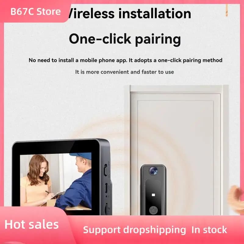 B67C Tuya Smart Security Campanello visivo Citofono wireless 4.3In LPS-Screen HD Videocamera per visione notturna Campanello