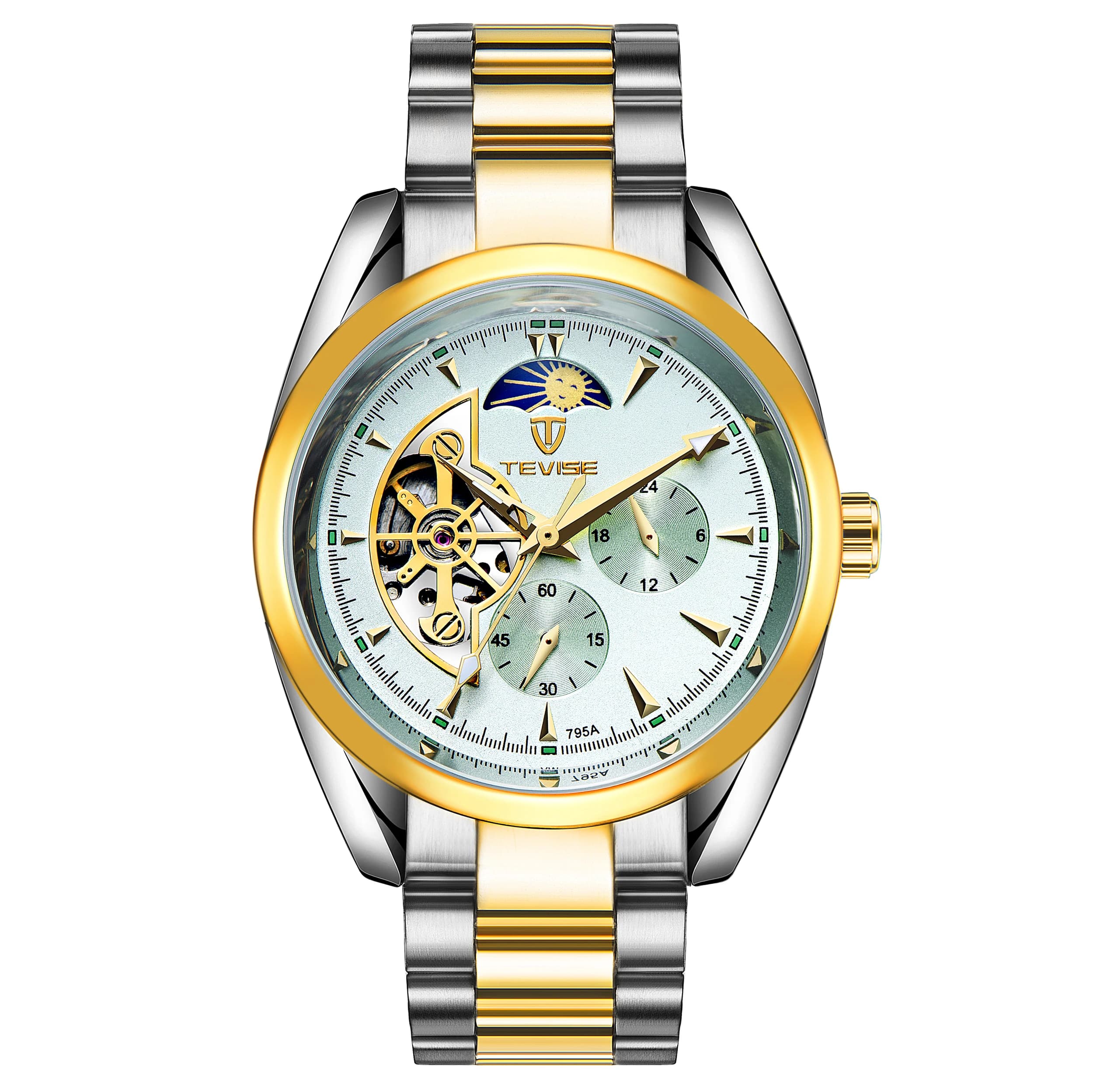 TEVISE Orologio meccanico automatico di lusso da uomo nuovo Orologio da polso scheletrato luminoso impermeabile in acciaio inossidabile