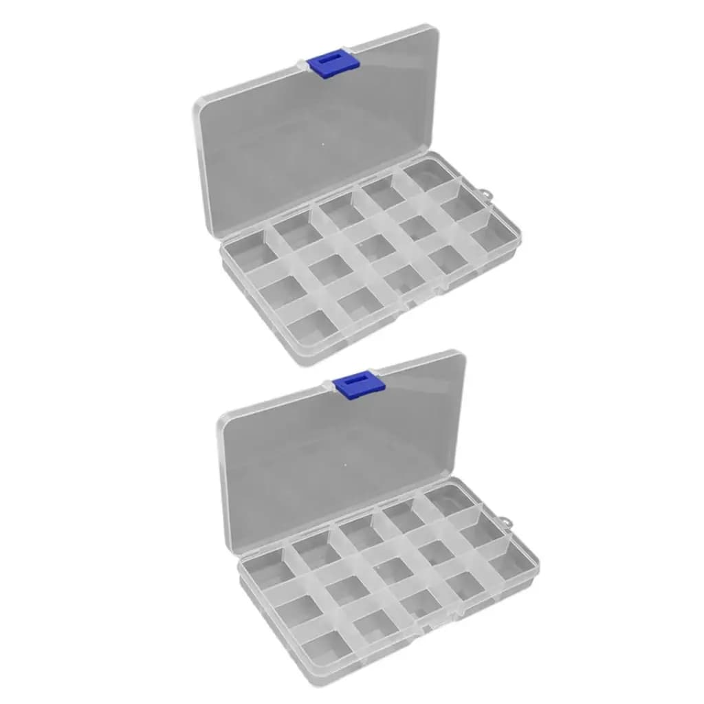 2pcs Guitar Pick Box Plastic Organizer 15 Compartments Guitar Parts Storage Case for Guitar Tools Supplies