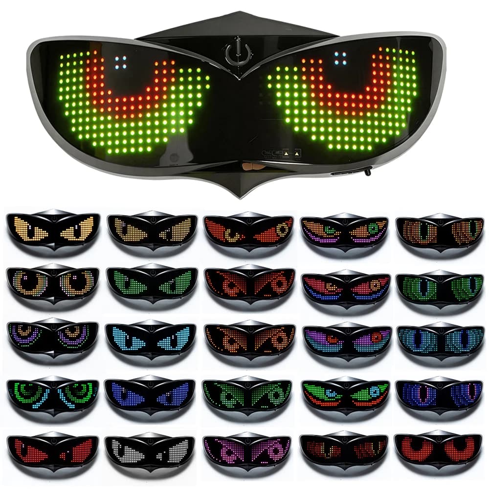 Set Display LED Intelligente per Casco (Senza Casco) con Motivi Personalizzabili per Scooter, Bicicletta, Skateboard, Luce per Casco Bici