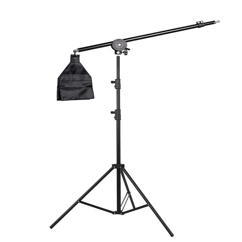 Supporto per luce da 2,8 m, treppiede, barra trasversale, braccio, accessori per studio fotografico, asta telescopica di estensione con borsa per pesi