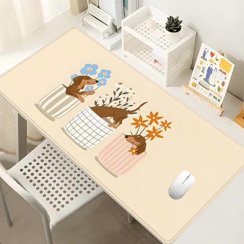Tappetino per mouse con cane carino, grande XXL, 800x300MM, in gomma antiscivolo, con bordo di precisione, per ufficio e gaming, accessori 1PC