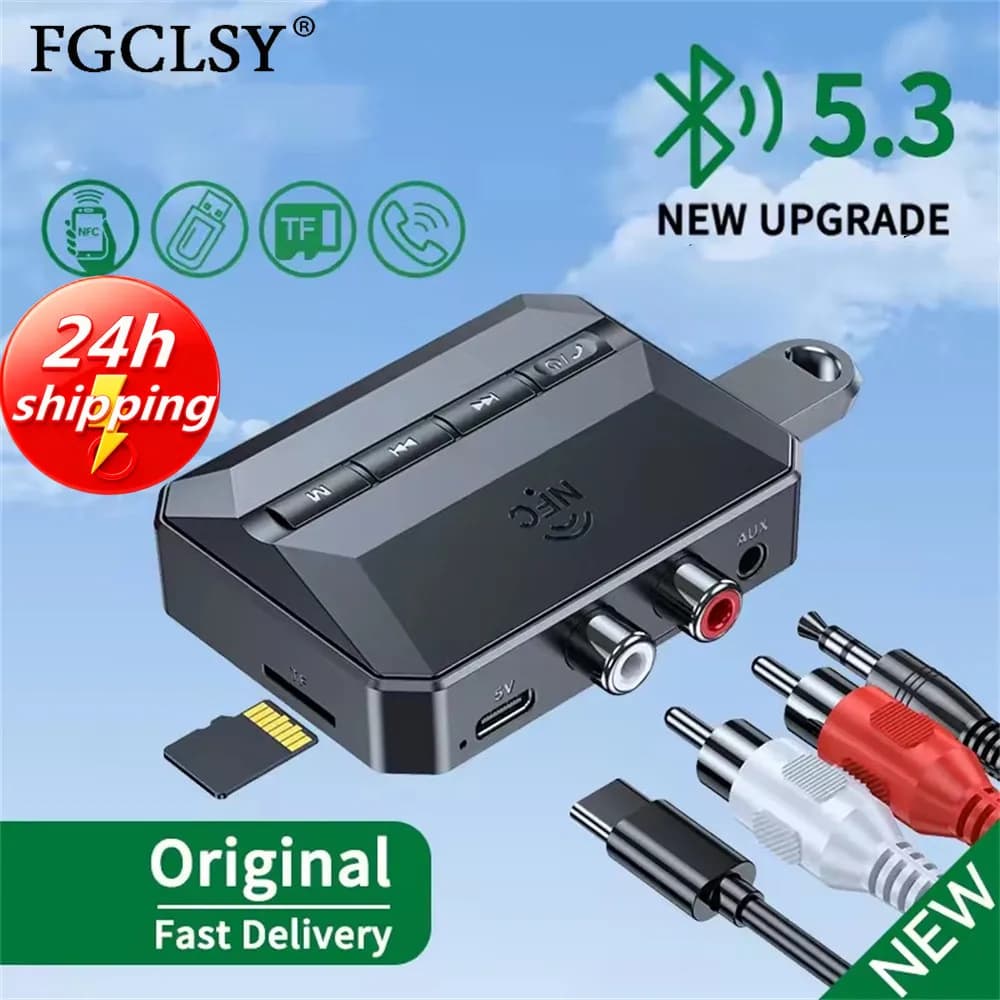 Ricevitore Audio Bluetooth NFC FGCLSY RCA 3.5mm AUX USB Adattatore Wireless con Microfono Supporto Riproduzione U-Disk/Scheda TF per Kit Auto Altoparlante