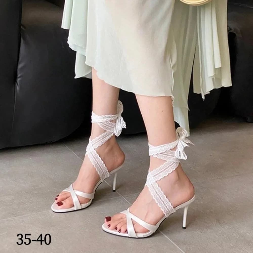 Ladies High Heel Sandals Lace Up Ankle Wrap Ladies Stiletto Open Toe Summer Wedding Bridal Ladies Dress Shoes Women's Sandals
