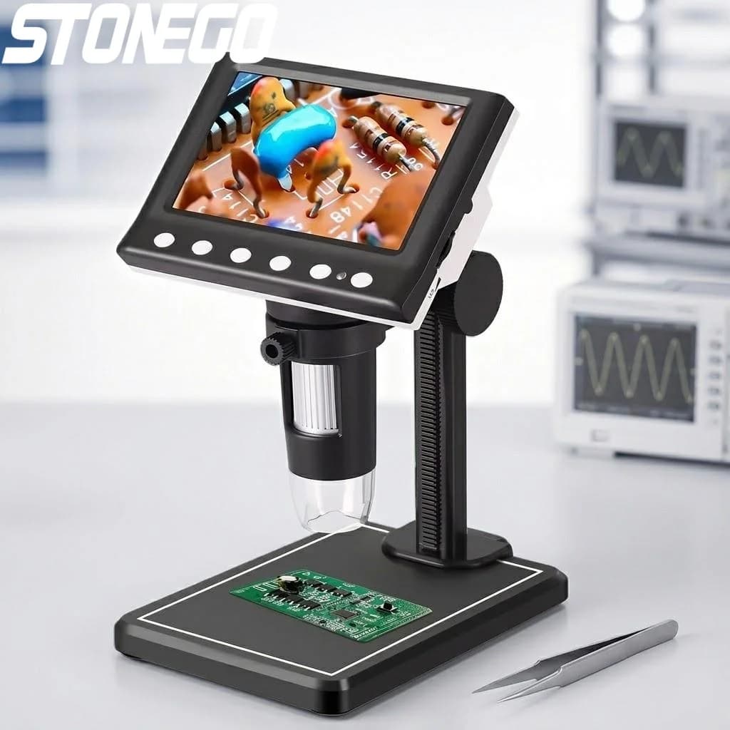Microscopio Educativo con Ingrandimento 1000X, 8 LED, Memoria 32GB, Attrezzatura da Laboratorio, Strumenti Didattici per Aule Scientifiche