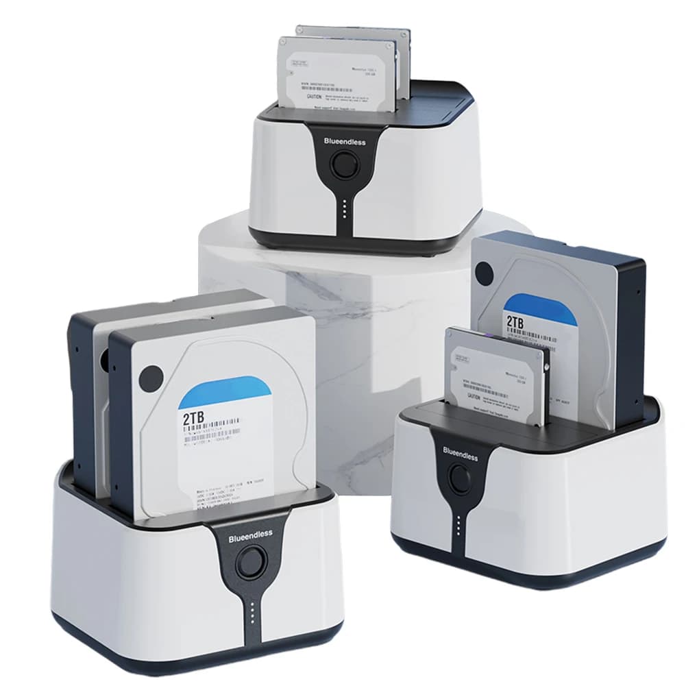 Docking Station USB 3.0 a SATA a Doppio Alloggiamento per HDD, 20TB X2, per Dischi Rigidi SATA da 2.5 e 3.5 Pollici, HDD/SSD