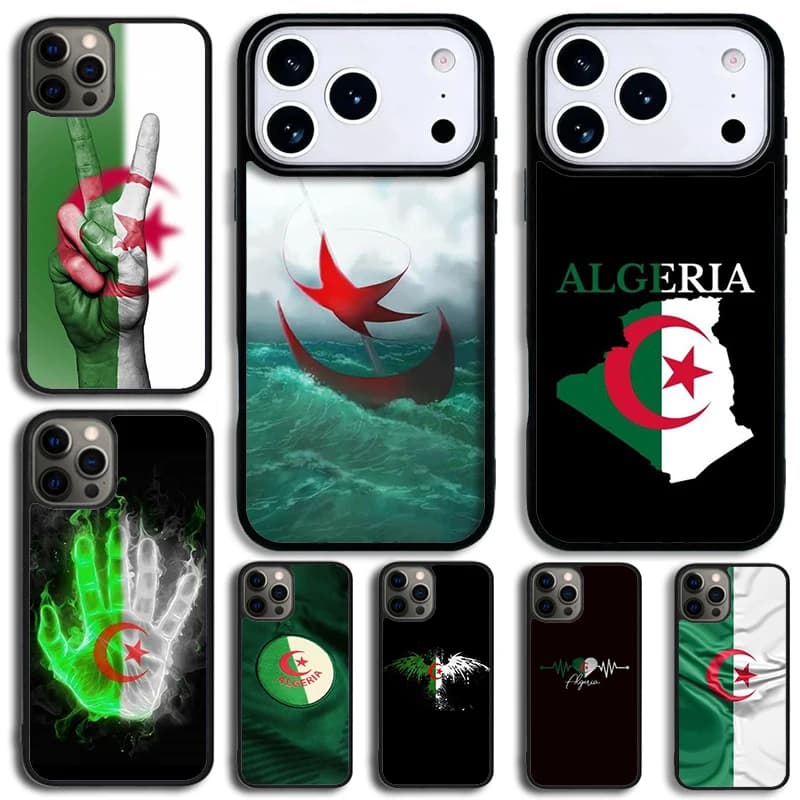 Algeria Flag Algerian Phone Case For iPhone 14 Pro Max 15 13 12 16 17 Pro 11 Shockproof Silicone Cover Decor