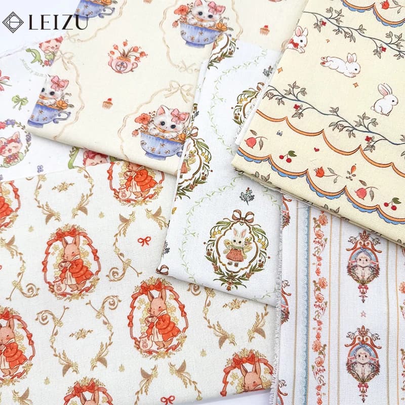 0.5/1/3m Cartoon Stampato Tessuto di Lino di Cotone Simpatico Gatto Coniglio per Decorare FAI DA TE Cucire Tovaglia, Tenda, Abbigliamento, Borsa, Materiale del Divano